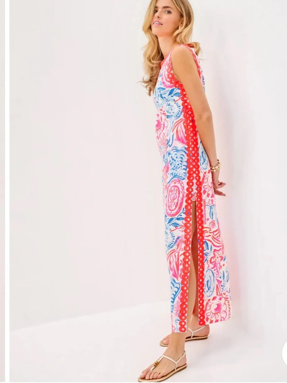 Lilly Pulitzer Sadie Maxi Romper Dress NWT in Resort White Sun Sea Sand Size 12 - Picture 2 of 11